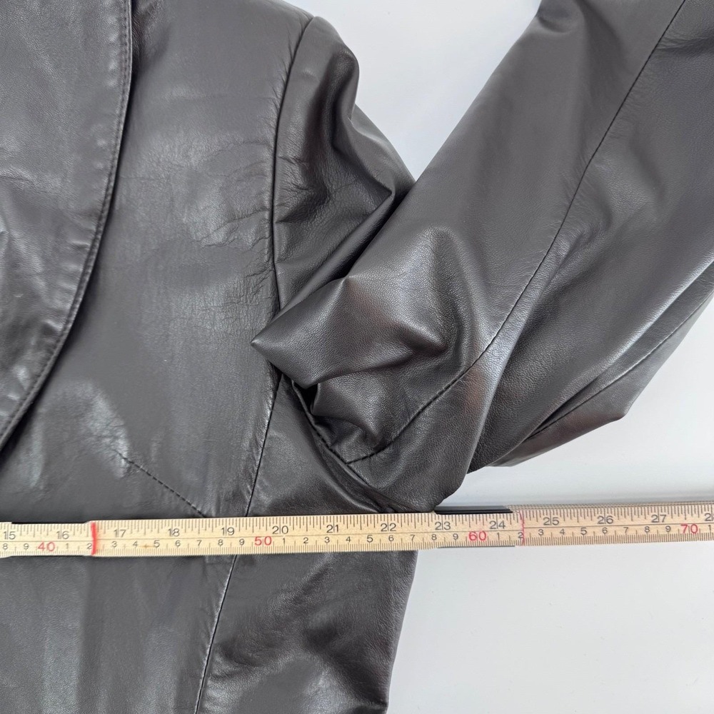 Vintage Chosen Couture XL Black Leather Blazer Jacket Women's Mid Length Parisia - Picture 11 of 16